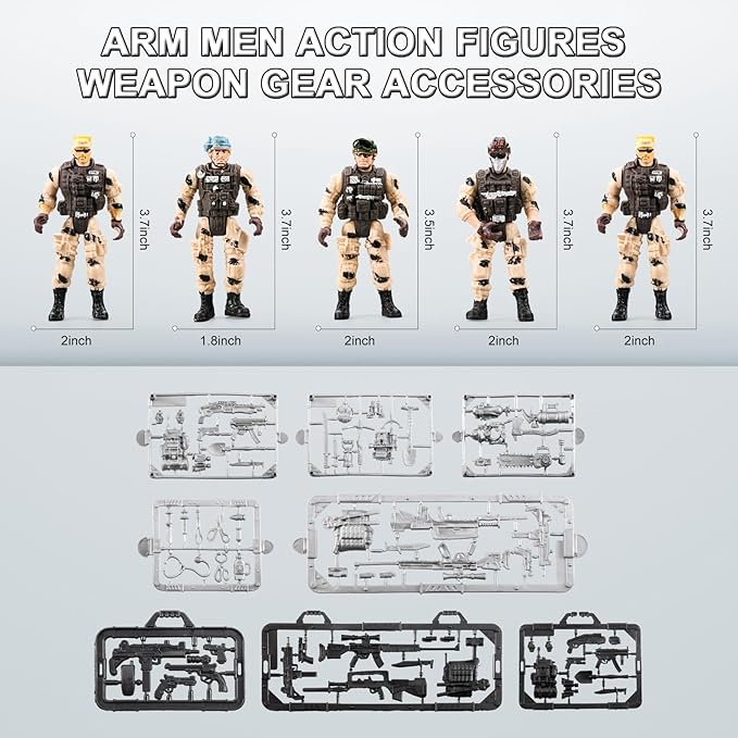 86-In-1 Army Men Toys for Boys 4-7 6-8 8-12, Military Base/Truck/Kayak Boat/Motorcycle/Helicopter/Army Men Action Figures/ Weapon Gear Accessories, Military Combat Toys Kids Boys Birthday Gifts