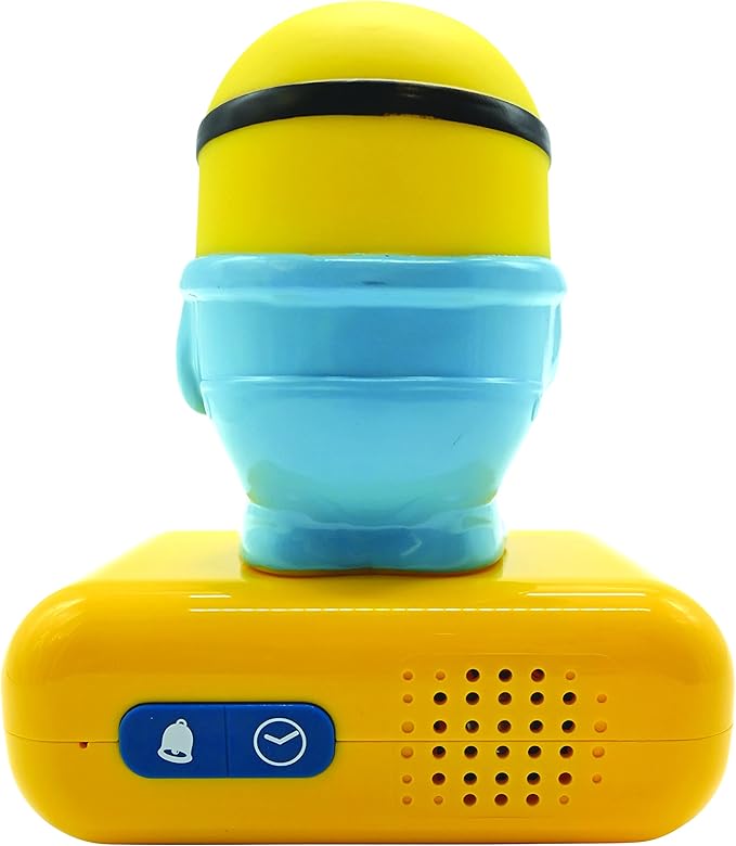 LEXiBOOK - Minions - Bob Digital Alarm Clock with Night Light - Snooze Function - Minions Sound Effects - for Children/Kids - Luminous Clock with Bob, Yellow/Blue - RL800DES