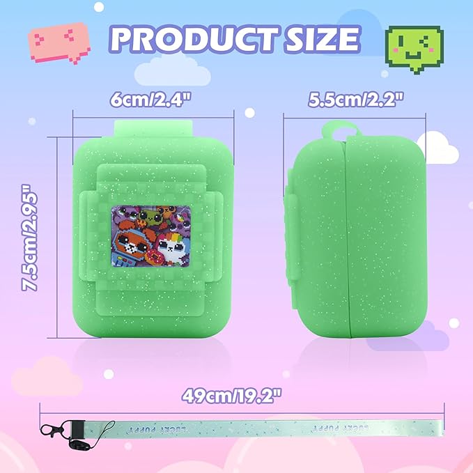 Silicone Cover Case for Bitzee Interactive Toy Digital Pet,Cases with Lanyard,Protective Case Holder Skin for Bitzee Virtual Electronic Pets for Girls & Boys (Green)