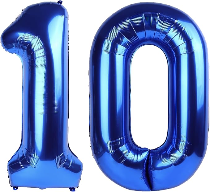 40 Inch Navy blue Number 10 Digital Balloon,Jumbo Mylar Foil Helium Balloon for 10 Balloons for Birthday Party,Wedding Anniversary Party Decorations
