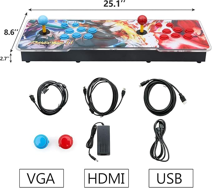 Pandora Treasure 3D Arcade Game Console, 30000 Classic & 3D Games, 4 Players Online, 1280X720 HD, Black