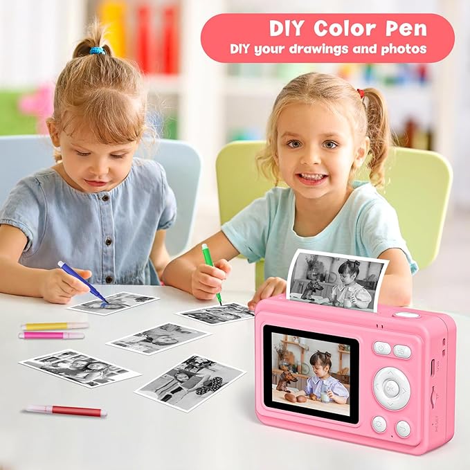 Kids Camera Toys for Girls Boys - Instant Print Digital Toy Girl Boy Age 2 3 4 5 6 7 8 9 10 11 12 Year Old - Kid Learning Idea Gifts Ages 2-4 4-6 6-8 8-10 10-12 Years Olds - Toddler