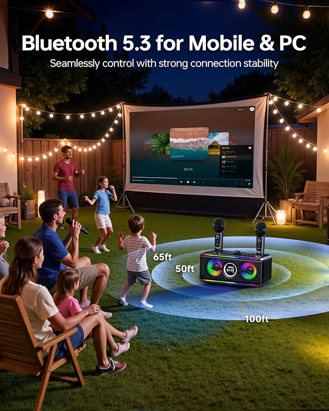 216 Bluetooth Karaoke Machine for Adult Kid with Storage and Charging Station, Powerful Karaoke System, 12H Playtime, Rechargeable Wirless Microphone, Support USB/AUX Indoor Outdoor