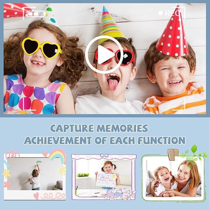 Kids Camera with Dual Lens Selfie, 48MP 1080P HD Digital Camera for 3-12 Year Old Girls Boys, Portable Travel Toy with 32GB Card, Shockproof Design & Cute Animal Patterns Christmas Birthday Gifts