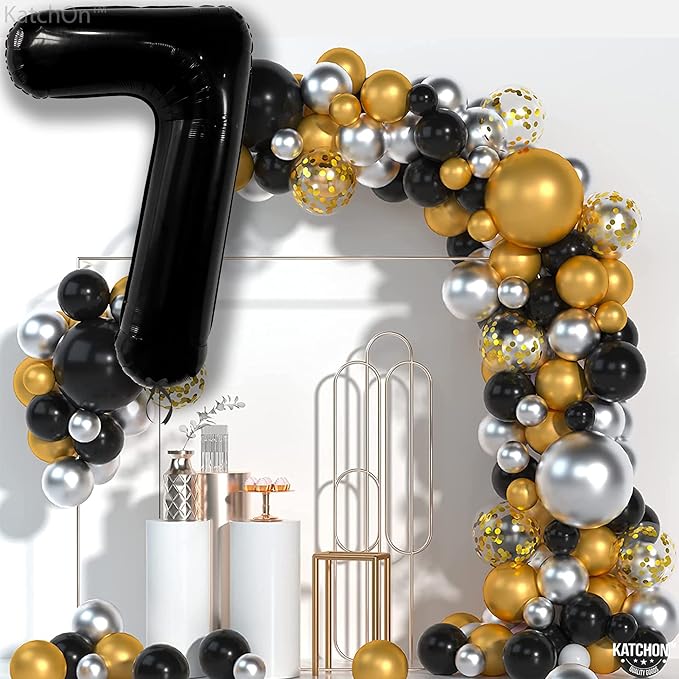 KatchOn, Black 40 Inch Giant Number 7 Balloon - Birthday Decorations for 7 Year Old Boys & Girls