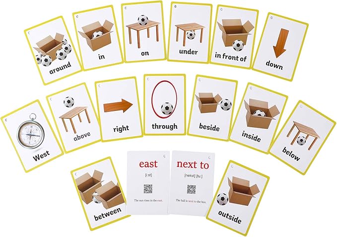 23pcs Positional Toddlers Flash Cards with Pictures Baby Learning Games Toys Education Flashcards for Kids Classroom Kindergarten Preschoolers Gifts