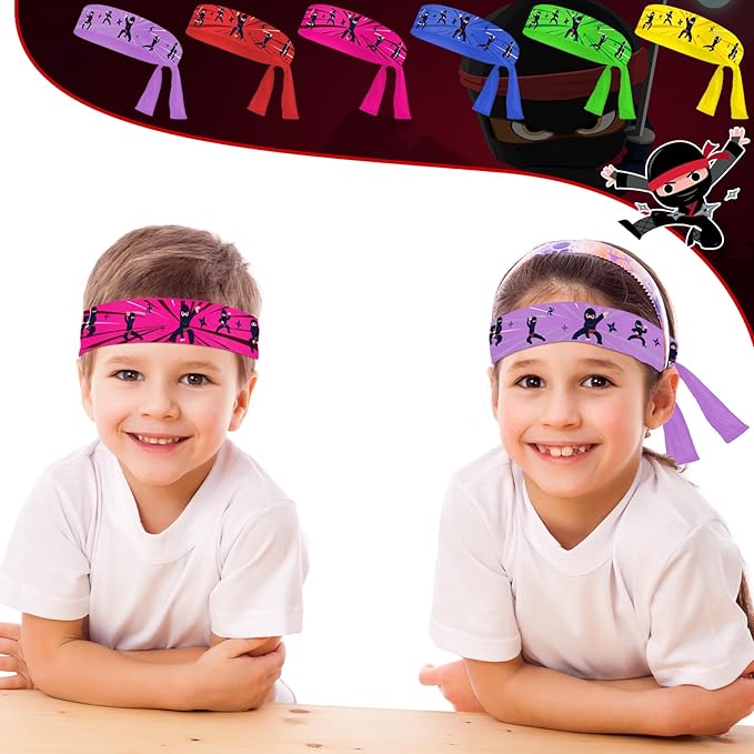 ZOIIWA 24Pcs Karate Headbands Birthday Party Favors Colorful Karate Themed Headbands Party Decorations for Kids Boys Girls Adults Birthday Party Supplies