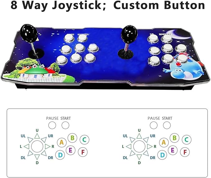 FVBADE [30000 Game in 1] 70S Pandora Box mini Arcade Console for Children Compatible PC & Projector & TV ,3D Games 1-4 Players Double Joystick Favorite List Game Category Save/Search/Hide/Pause Games