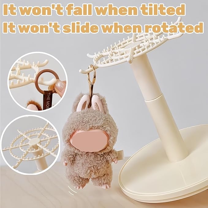 Transparent 360° Rotating Display Stand for Plush Dolls Keychains& Collectibles - All-Round Display, Dust-Proof Storage Box with Cover, No Installation Required(No Doll)