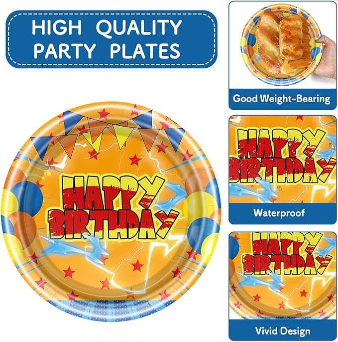 Orange Red Stars Birthday Party Supplies Orange Red Stars Party Decoration Disposable Happy Birthday Tableware Set, Serves 20 Guests