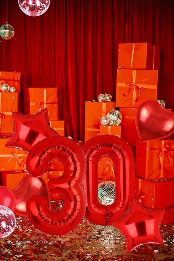 40 Inch 0 Red Number Balloons Mylar Foil Helium Digital Balloons Baby Shower 10th Birthday Party Decor Supplies