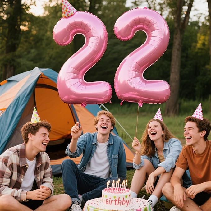 40 Inch Pink Number 22 Digital Balloon,Jumbo Mylar Foil Helium Balloon for 22 Balloons for Birthday Party,Wedding Anniversary Party Decorations