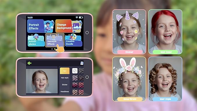 Kids AI Digital Camera with WiFi, 4" IPS Touch Screen, Photo Recognition & Dual Lens, 1080P HD Video Selfie, Educational Learning Toy for Boys Girls Ages 3-12, Christmas Birthday Gift Blue
