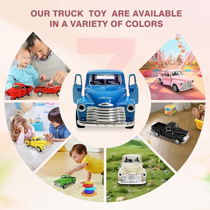 2Pcs Little Blue/Black Truck Toy for Toddlers 2 3 4 5 6 7 8 Year Old Boys Girls,1:32 Alloy Toddlers Car Toy Driveable,Car Door Can Open,Toy Trucks for Kids Easter Christmas Birthday Gifts