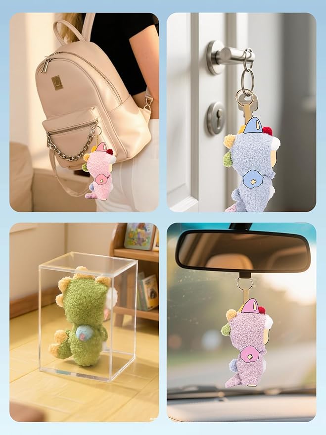 Clothes for LABUBU 17cm Doll (NO Dolls), Dinosaur Outfit for LABUBU, Dino Dolls Keychain Accessories, Faking Animal Style Outfit Jumpsuit Dinosaur Costume for LABUBU (Rose Red)
