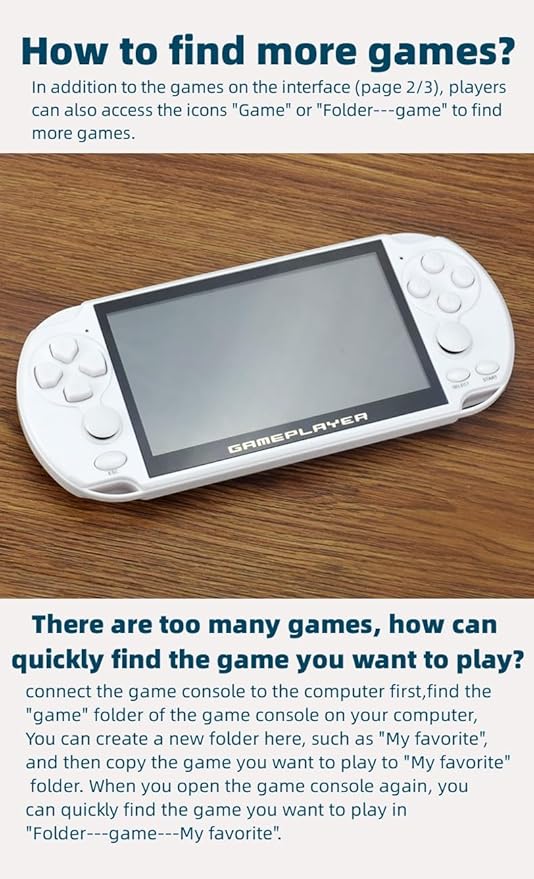 JXD Multifunctional Video Game Console 5.1 inch 7500 Free Retro Games Handheld Game Console Portable Pocket Children's Game Player Mini Arcade Emulator Device mp3/4 Holiday(White)