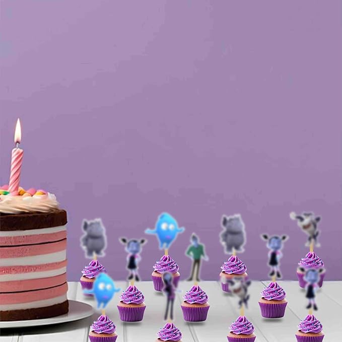 "Vamprina Cupcake Topper – Cute Cartoon Vampire Theme Birthday Party Decoration – Fun Cupcake Picks for Girls and Boys Birthday Celebrations, Halloween Parties, and Spooky-Themed Events"