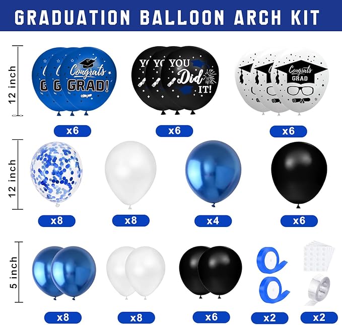 Graduation Decorations Class of 2026 - Blue Graduation Decorations - Balloons Boxes with Letters 2026 GRAD So Proud of You, Congrats Grad Party Decorations for Any Grades