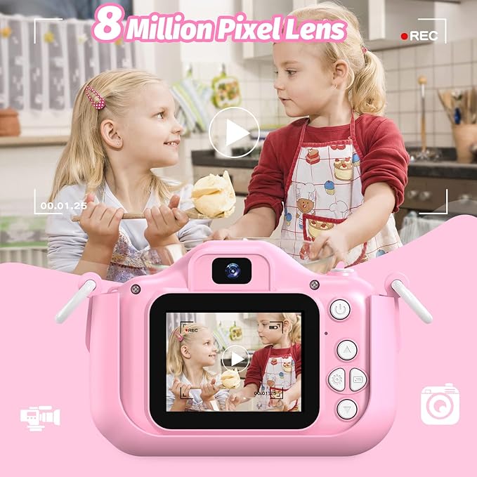 Unicorn Kids Camera for Girls, Selfie 3-12 Years Old Girls Christmas Birthday Gift Little Toys 3 4 5 6 7 8 9 (Pink)