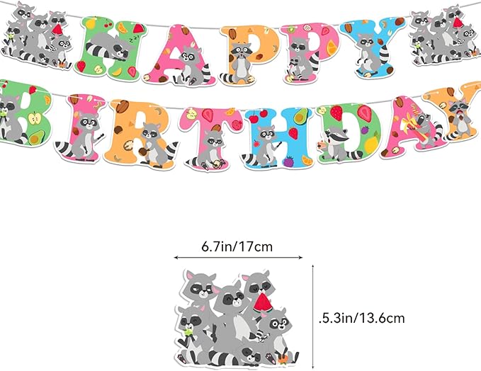 Raccoon Party Decorations Birthday Party Supplies Includes Banner Spirals Cake Topper Cupcake Toppers Balloons For Woodland Raccoon Party Baby Shower Decorations