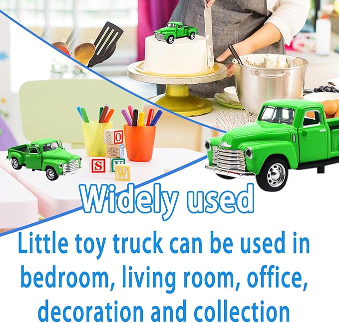 Little Green Truck Toy for Toddlers 2 3 4 5 6 7 8 Year Old Boys Girls,1:32 Alloy Toddlers Car Toy Driveable,Car Door Can Open,Toy Trucks for Kids Easter Christmas Birthday Gifts