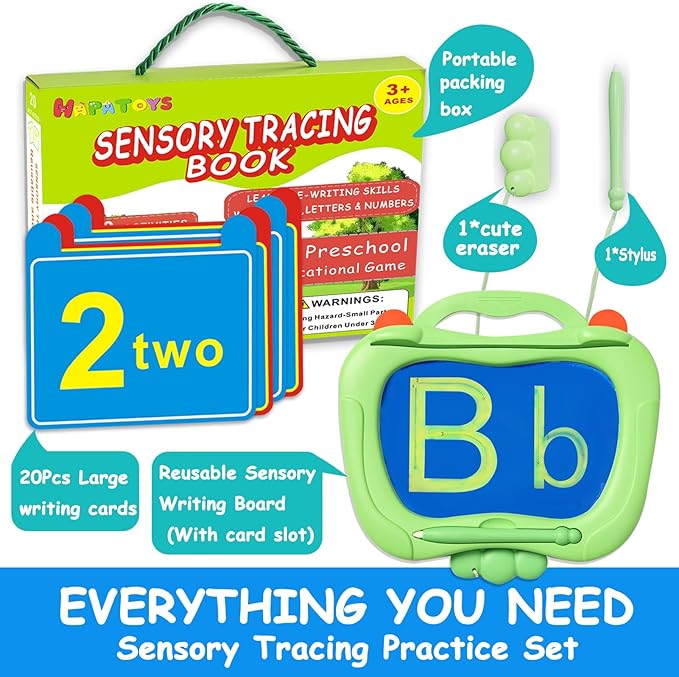 Preschool Sensory Learning Activities for Kids: Reusable Letters & Numbers Tracing Pad for Kids Ages 3-5 - ABC Handwriting Practice Sensory Toys for Preschool Kindergarten Toddlers 3 4 5 Years Old