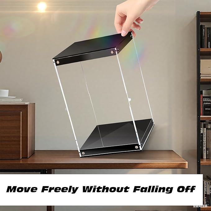 Clear Acrylic Display Case with LED Light for Trophy Collectibles，Easy Assemble Cube Display Box Dust Proof Protection Showcase for Action Figures Toys 8" Lx8 Dx12 H