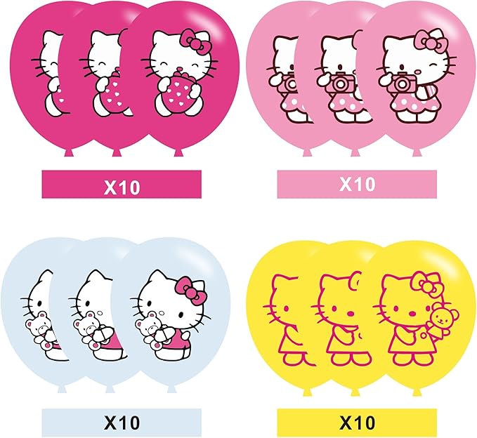 40pcs hello Pink Cats Birthday Party Balloons for Pink Cats Themed Birthday Party Decorations Supplies - 12 Inch