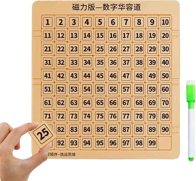 Slide Puzzle 1-99 Number Magnetic Educational Counting Toy - Doodle Board with Pen for Boys Girls Teens | Fun Learning Game for Easter Travel Christmas Holidays and Skill Development
