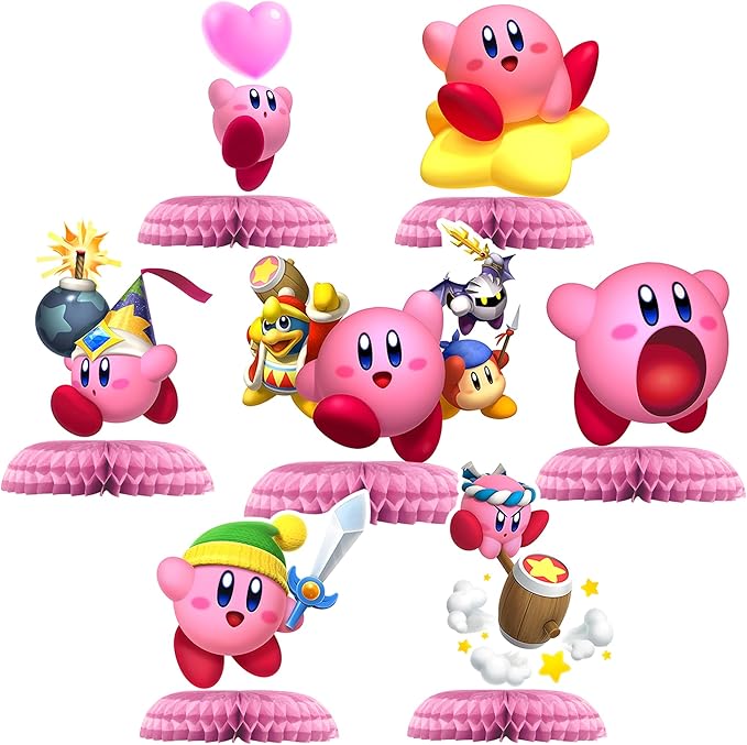 Cartoon Star Birthday Party Supplies, 7Pcs Game Theme Party Centerpieces Table Toppers, Photo Booth Props, Double Side Cake Toppers, for Girls Boys Fans Party Decorations