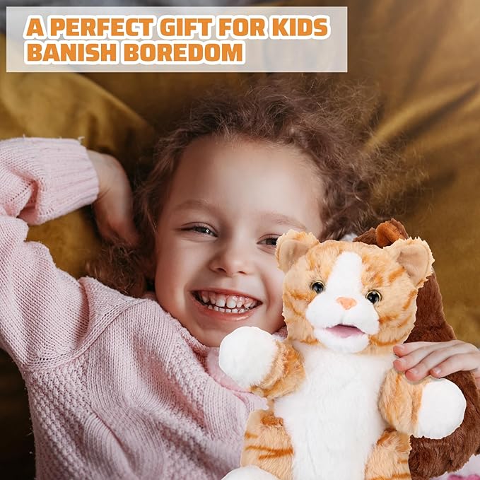 Liliful 6 Pieces Animal Hand Puppets Kids Hand Puppets with Working Mouth Animal Toddler Plush Toy for Show Theater Birthday Easter Basket Stuffers