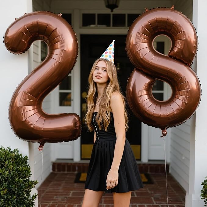 40 Inch Giant Dark Brown Foil Number 8th 18th 28th Birthday Chocolate Balloons Digit 8 Balloons for Men Women 80th Anniversary Party Decorations Supplies