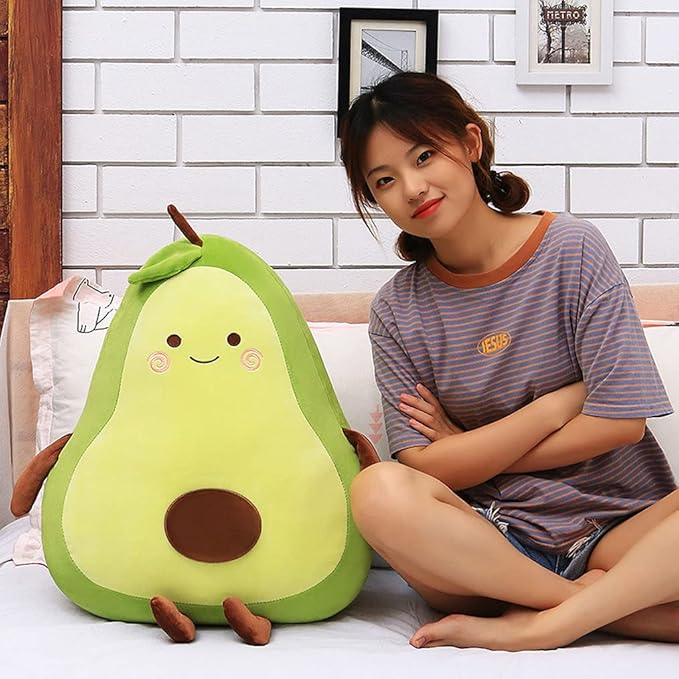 MMTTAO Stuffed Animal Avocado 15 Inch Plush Toy Cute Stuffies Kawaii Food Fruit Plushies Pillow Soft Funny Cuddle Plushie Collection Home Decor Hugging Plush Pillow Gift for Kids Boys Girls, 15Inches