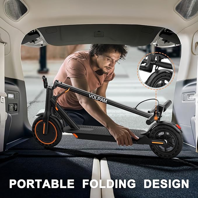 VOLPAM Electric Scooter, 350W/500W Powerful Motor, 8.5"/10" Solid Tires, 19/21Mph, 28/23/21/16 Miles Max Range, Dual Braking