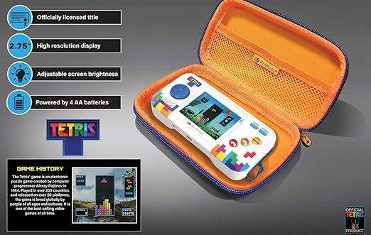 My Arcade Tetris Pocket Player Bundle: Officially Licensed, Portable Gaming Console, Puzzle Games,Travel Case and Screen Protector Included