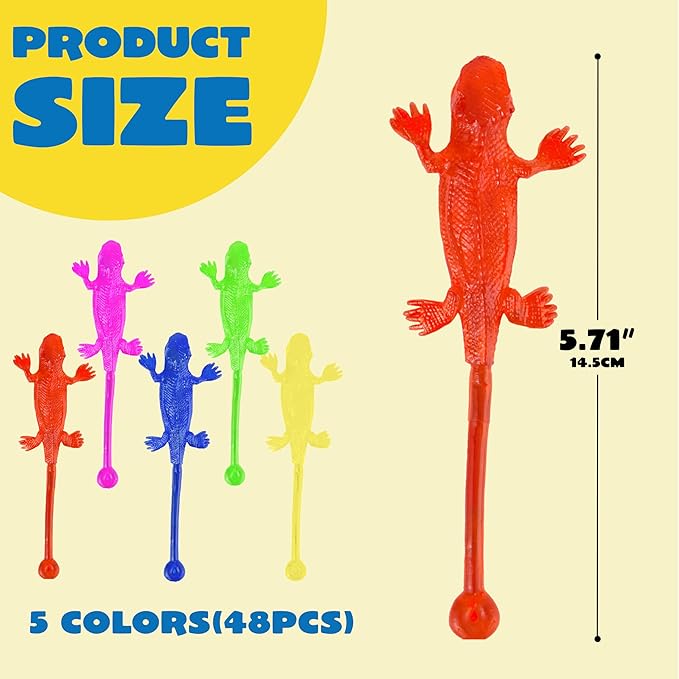 JOYIN 48Pcs Sticky Lizards Party Favors, Easter Egg Fillers Party Favors Set for Kids, Holiday Traditions, Classroom Treasure Box, Carnival Prizes, Bulk Pinata Stuff Mini Toys, goodie bags for Kids