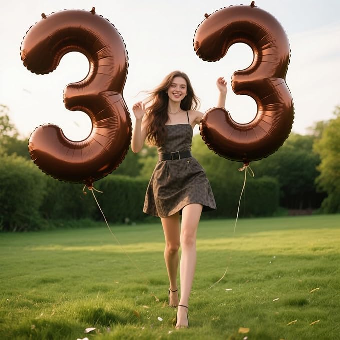 40 Inch Dark Brown Balloon Number 3 Balloon,Number Balloons Chocolate Big Giant Jumbo Number 3 Foil Mylar Balloons for 13th Birthday Party Anniversary Events,Wedding Anniversary Party Decorations
