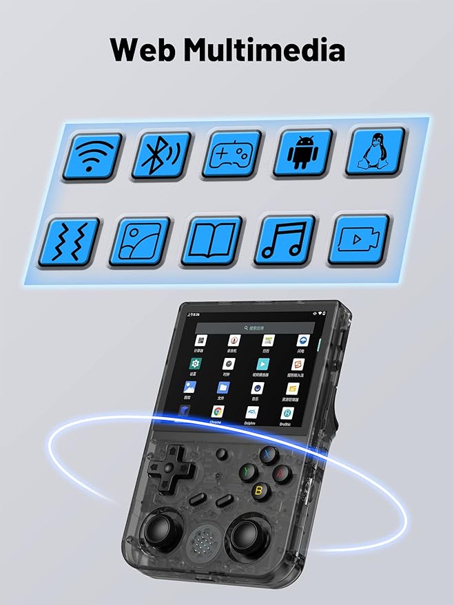 RG353VS Retro Handheld Game Console with Linux System RK3566 Chips 3.5 Inch IPS Screen with 64G TF Card 4452 Games Support 5G WiFi 4.2 Bluetooth(RG353VS-Transparent Black)