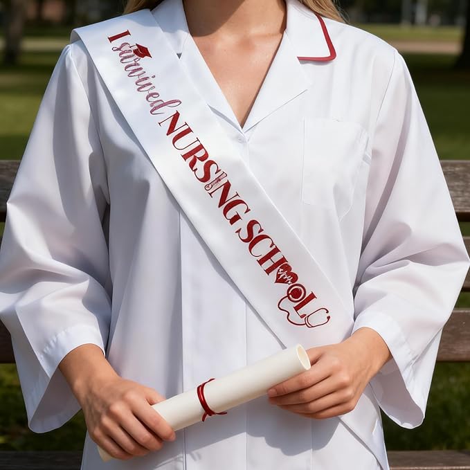 I Survived Nursing School Sash, Nurse Rn Class of 2026 Graduation Party Decorations Supplies, Congrats Grad Nursing School Graduation Gifts for Women Girls