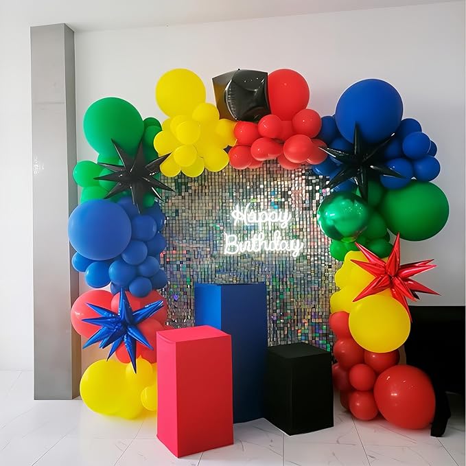 Red Yellow Blue Balloons Light Baby Royal Metallic Blue Red Yellow Primary Balloons with Colorful Confetti Latex Balloon for Carnival Circus Baby Shower Birthday Party Decor