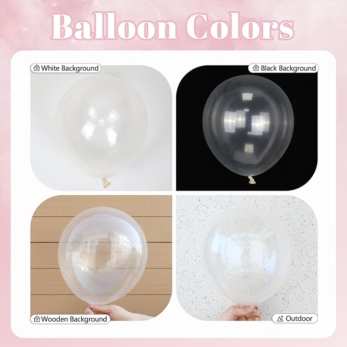 60pcs Pink and White Balloons 12inch with Clear Pastel Pearl Pink Balloons for Wedding Bridal Baby Shower Shower Birthday Party Decorations