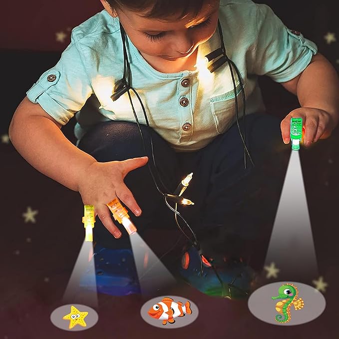 24Pcs Finger Lights Under the Sea Party Favors Decorations, Birthday Goodie Bags Stuffers Summer Beach Party Favors for Kids 3 4 5 8 Ocean Party Supplies Classroom Prizes Gifts Bulk Toy for Boys Girls