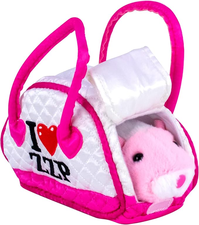 ZhuZhu City Hamster & Quilted Carrier – Jilly The Pink & White Interactive Hamster with 40+ Sounds & Movements – Take Your ZhuZhu Adventures Anywhere!