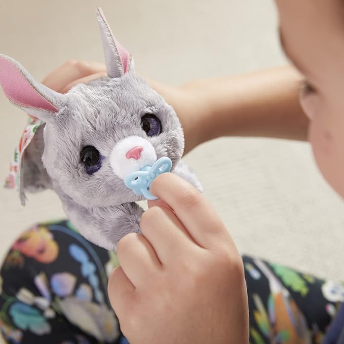 FurReal Hasbro Newborns Bunny Interactive Animatronic Plush Toy: Electronic Pet with Sound Effects and Closing Eyes, for Kids Ages 4 and up