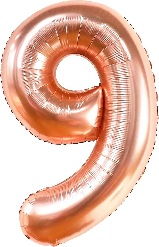 KatchOn, Rose Gold Number 9 Balloon - 40 Inch | Foil 9 Birthday Balloon for 9th Birthday Decorations | 9th Anniversary Decoration | Rose Gold Party Decoration