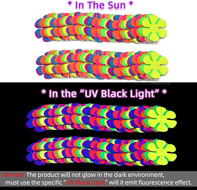 120 ft UV Paper Windmill Flowers Neon Garland Streamers Black Light Neon Decorations for Dark Glow Party UV Reactive Neon Party Favors Glow in The Dark Party Supplies for Birthday Banner Garlands