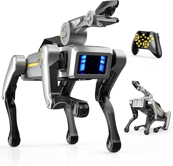EVADA Smart Robot Dog Robotic Puppy Dog with Clamp Arm, 20+ Interactive Voice Commands Actions Programming AI for gripping STEM Pet, Durable Fast Rechargeable Companion for Kids Adults