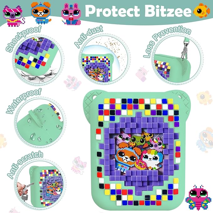 Bitzee Interactive Toy Digital Pet and Case, Silicone Accessory Box for Kids Electronic Virtual Pets (Green)