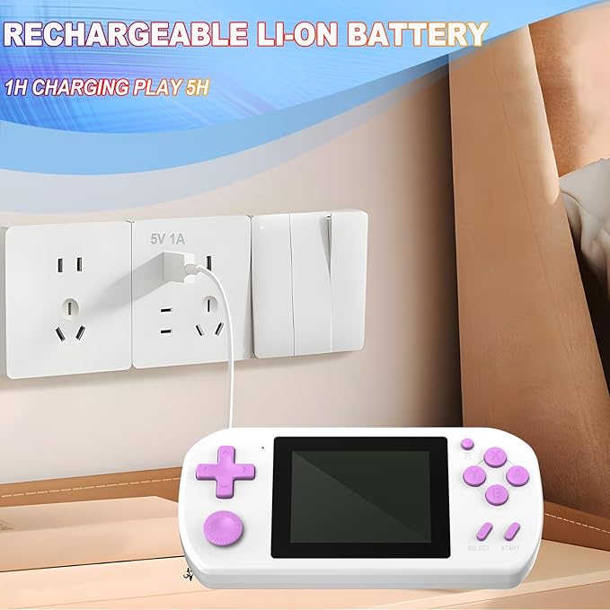 Great Boy Handheld Games for Kids with 218 Retro Video Game 3.0'' Color Screen Rechargeable Arcade Gaming Player,Birthday Xmas Gift (White)