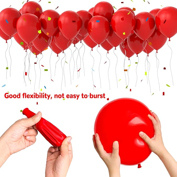 100pcs Red and White Balloons 12 Inch Thickened Latex Red White Balloons for Mother's Day Decoration Valentine's Day Birthday Wedding Mother's Day Christmas Party Decorations